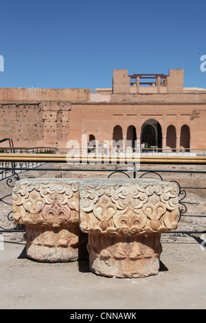 Steinerne bei El Badi Palast in Marrakesch Stockfoto
