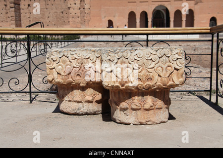 Steinerne bei El Badi Palast in Marrakesch Stockfoto