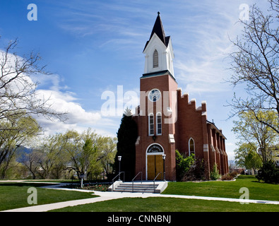 Weiße Gedenkkapelle in Salt Lake City, Utah, USA. Stockfoto