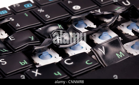 Mit verzerrten drauf schwarzer Laptop-Tastatur Stockfoto
