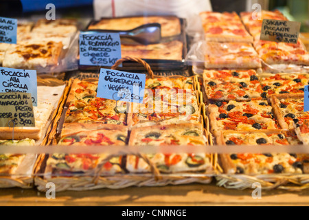 Focaccia, Riomaggiore, Cinqueterre, Provinz La Spezia, Ligurien, Italien Stockfoto