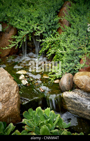 Wasserspiel im Garten, Bradford, Ontario, Kanada Stockfoto