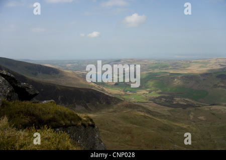 Auf der Suche Nantlle talabwärts von Nantlle Ridge, Snowdonia, Nordwales Stockfoto