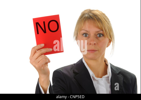 rote Karte für die negative Abstimmung Stockfoto