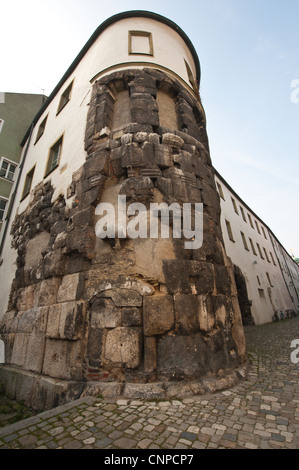 Reste der römischen Porta Praetoria in Regensburg, Deutschland. Stockfoto