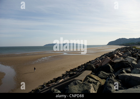 Great Orme vom Strand von Penmaenmawr in Nord-Wales Stockfoto