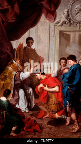 L'Absolution de Theodose - die Absolution des Theodosius 1745 durch Pierre Hubert Subleyras 1699-1749 Frankreich Italien Italienisch Französisch Stockfoto