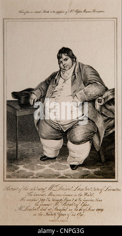 Fettleibige Attraktion Daniel Lambert (Gewicht 52 Steinen 11 Pfund) 1770-1808 Brite/Britin Stockfoto