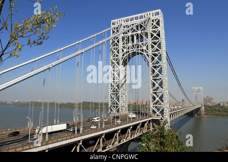 George-Washington-Brücke aus Fort Lee historischen Park, Fort Lee, New Jersey, USA Stockfoto