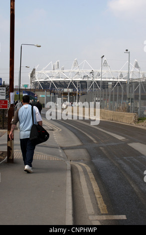 Das Olympiagelände, in East London, während der Bauphase in Vorbereitung auf die Olympischen Spiele 2012. Stockfoto