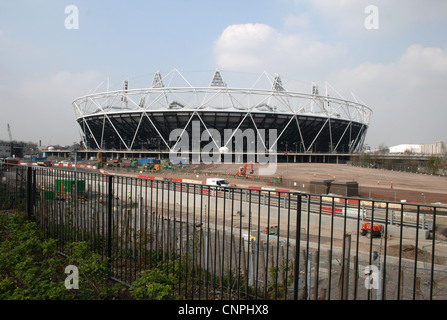 Das Olympiagelände, in East London, während der Bauphase in Vorbereitung auf die Olympischen Spiele 2012. Stockfoto