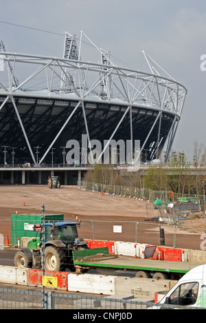 Das Olympiagelände, in East London, während der Bauphase in Vorbereitung auf die Olympischen Spiele 2012. Stockfoto