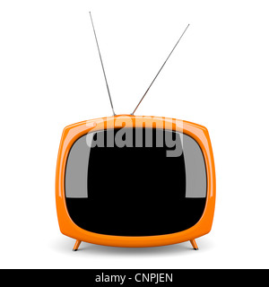 Retro-tv isoliert auf weißem Hintergrund Stockfoto
