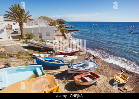 La Isleta del Moro, auch bekannt als la Isleta, Cabo de Gata - nijar Natural Park, Provinz Almeria, Spanien. Stockfoto