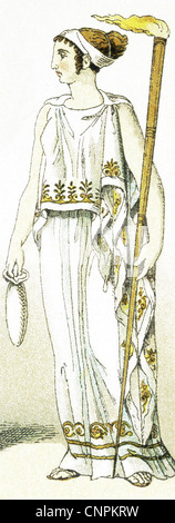 Dies ist eine Darstellung einer Priesterin der Ceres, der griechischen Göttin der Landwirtschaft, Getreide und Fruchtbarkeit. Stockfoto