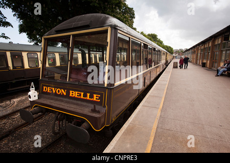 Großbritannien, England, Devon, Paignton, Devon Belle Beobachtung Salonwagen von Dartmouth, Paignton Dampfzug Stockfoto