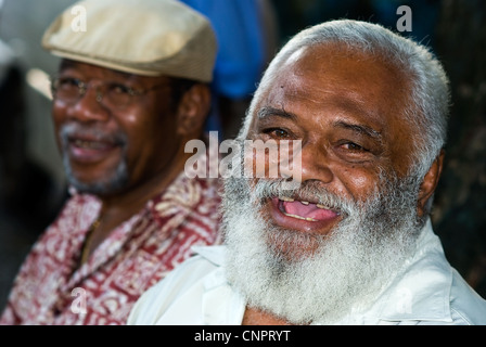 Mann mit grauem Bart in Nadi, Fidschi Stockfoto