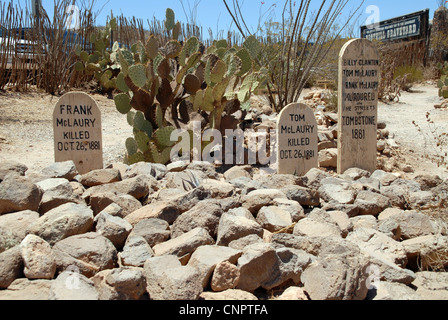 Grabstein auf dem Boothill Cemetery in Tombstone, Arizona Stockfoto
