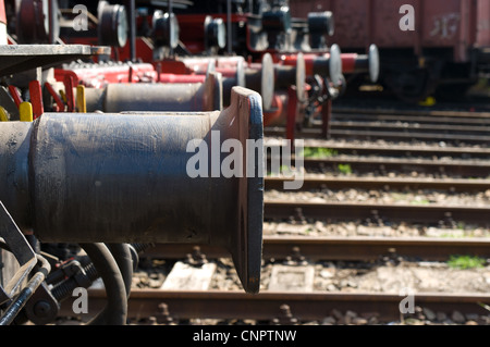 Bremse-Puffer-Dampflokomotiven Stockfoto