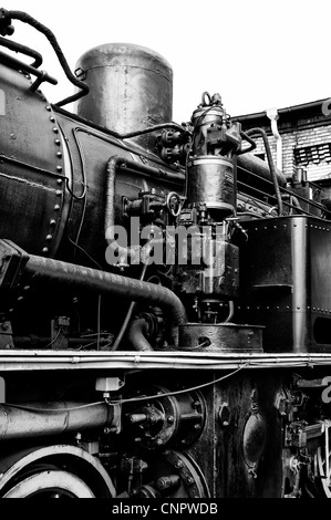 Luftpumpe Dampflokomotive (& schwarz), Frühlingsfest, die Ausstellung in der Schiene Hof Schoeneweide Stockfoto