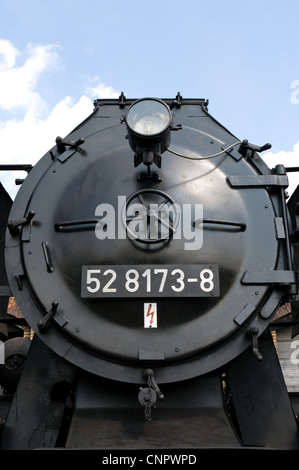 Dampf-Lokomotive "Lokomotivfabrik Wien-Florisdorf Oesterreich", Frühlingsfest, die Ausstellung in ein Bahnbetriebswerk Schoeneweide Stockfoto