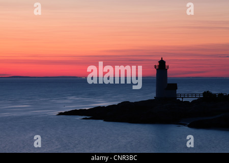 Sonnenuntergang am Leuchtturm Annisquam, Gloucester, Massachusetts Stockfoto