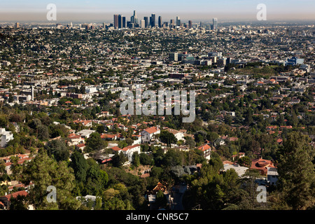 Blick auf die Innenstadt von Los Angeles von Griffith Park, Kalifornien, USA Stockfoto