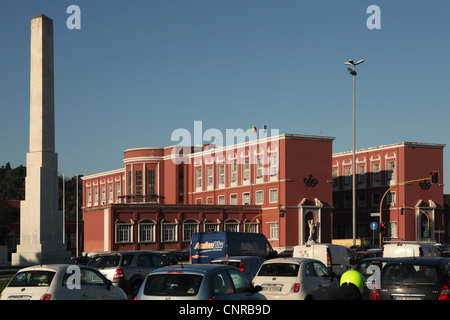 Aus Marmor Monolith "Mussolini Dux" ("Mussolini ist der Führer") im Foro Italico, ehemals Foro Mussolini in Rom, Italien. Stockfoto