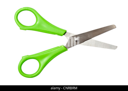 Grüne Schere isoliert auf weißem Hintergrund Stockfoto