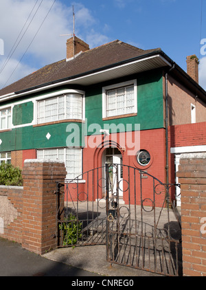 Art Deco 1930 Semi-Einfamilienhaus Stockfoto