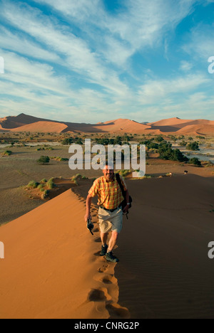 Namib-Wüste, Dünen von Sossusvlei mit touristischen, Namibia Stockfoto