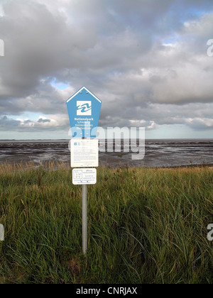 Zeichen der Nationalpark Schleswig Holstein "Wattenmeer", Deutschland, Schleswig-Holstein, Amrum, Norddorf Stockfoto