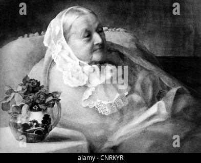 Nightingale, Florenz, 15.5.188 - 13.8.1910, britische Krankenschwester im Alter, in ihrem Bett, Gemälde von Frances Amicia de Biden Footner, 1907, Stockfoto