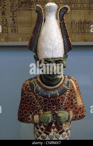 Gemalte hölzerne Statue des Osiris. 20. Dynastie. Neuen Reiches.  Aus dem Grab des Anhai, Achmin, Ägypten. Stockfoto