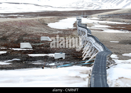 Auftauen von Permafrostböden, Norwegen, Spitzbergen, Ny-Alesund Stockfoto