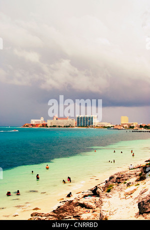 Ansicht der Hotelzone in Cancun. Stockfoto