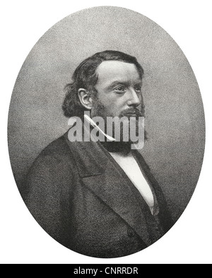 Pierre Dupont, 1821-1870, französischer Komponist und Sänger, historische Stahlstich aus dem 19. Jahrhundert, Stockfoto