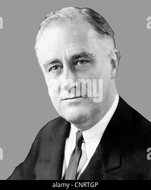 Digital restauriert Vektor Porträt von Franklin Delano Roosevelt. Stockfoto