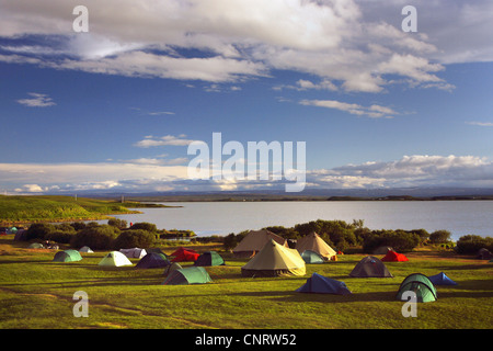 Camping am Myvatn See Myvatn, Island, Stockfoto