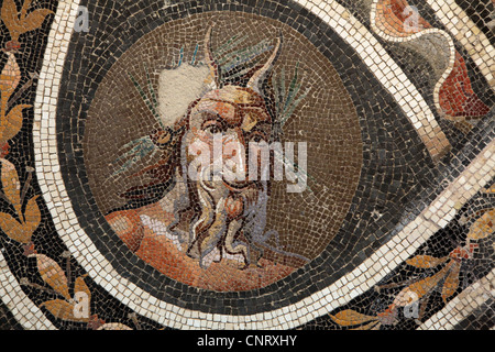 Pan. Bürgersteig römisches Mosaik aus 138 – 192 n. Chr. im Museo Nazionale Romano in Rom, Italien. Stockfoto