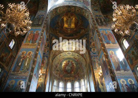 Mosaiken in der Kirche des Retters auf Blut in St Petersburg, Russland. Stockfoto