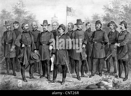 Digital restauriert Bürgerkrieg Bild mit berühmten Union Generäle des Bürgerkriegs. Stockfoto