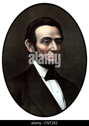 Digital restaurierte Oldtimer Bürgerkrieg Ära Kunstwerk von Präsident Abraham Lincoln. Stockfoto