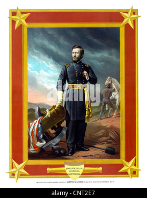 Digital restauriert Bürgerkrieg Kunstwerk General Ulysses S. Grant, gemalt auf dem Schlachtfeld von Chattanooga 1863-64. Stockfoto