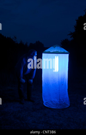 Lichtfalle für Motten und andere Nacht aktiven Insekten Stockfoto