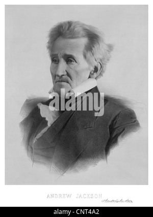 Vintage American History Druck von Präsident Andrew Jackson. Stockfoto