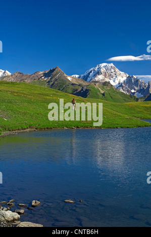 Bergsee auf den Mont Blanc, 4708 Metern höchste Berg von Europa, Frankreich, Alpen Stockfoto