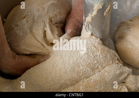 Brotteig kneten, beschnitten Stockfoto