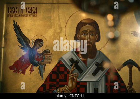 Ikone des Heiligen Sava in St Parascheva Kirche in Belgrad, Serbien. Stockfoto