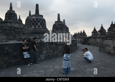 Borobudur Tempel in Magelang, Zentral-Java, Indonesien. Stockfoto